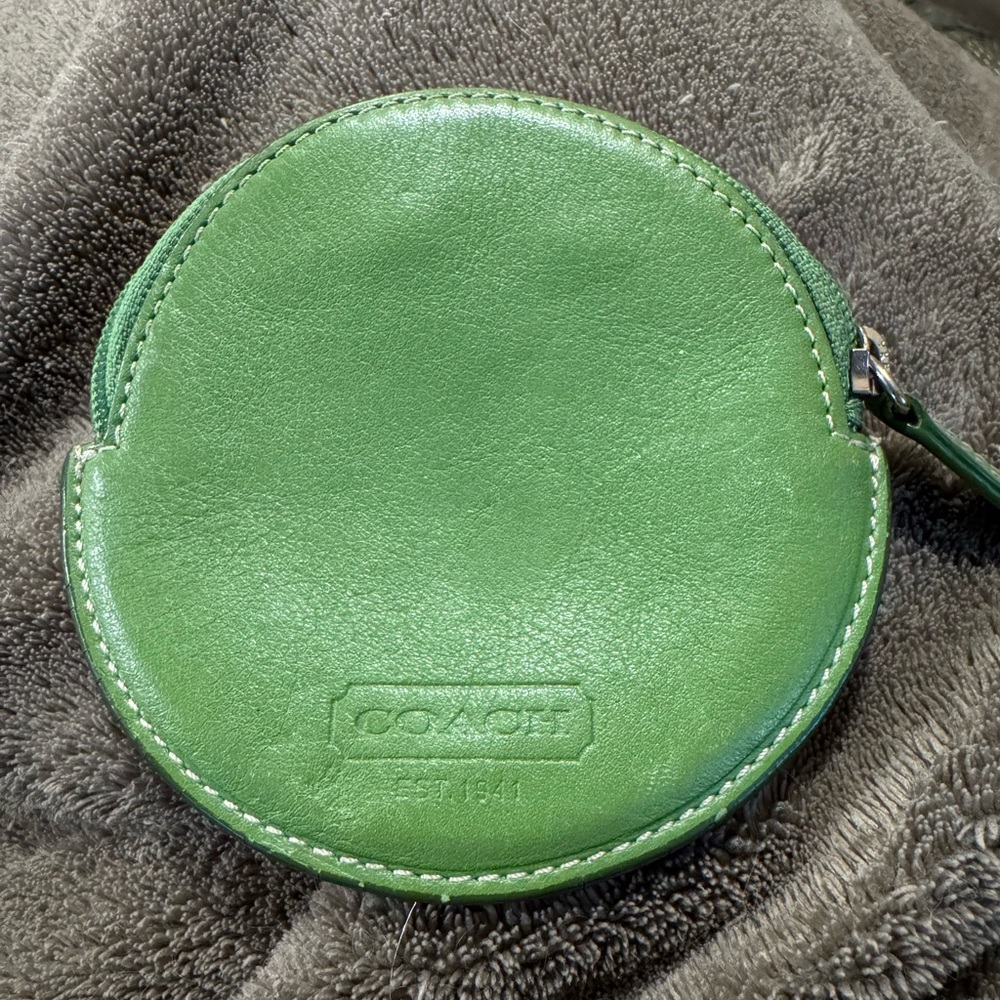 Coach Vibrant Green Leather Pouch